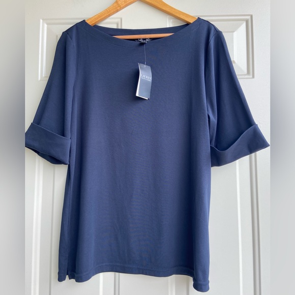 Lauren Ralph Lauren Stretch Cotton Boatneck Tee Lauren Navy Size XXL - Picture 6 of 14